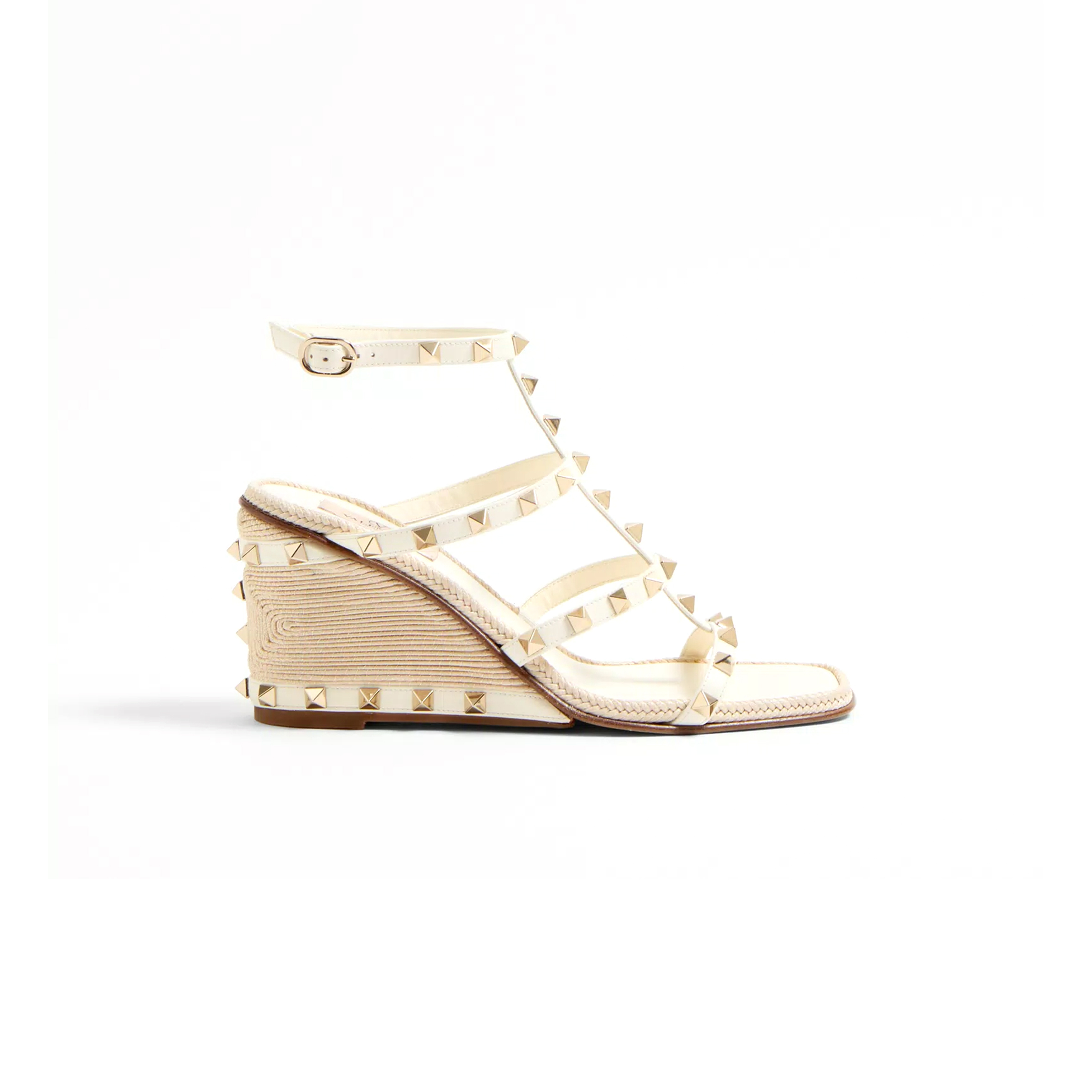 VALENTINO ROCKSTUD WEDGE SANDAL IN CALFSKIN WITH CORNELY EMBROIDERY 80MM 6W0S0IJ8HJQ_098